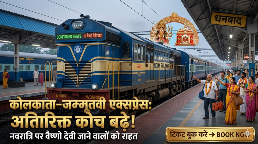 नवरात्रि पर वैष्णो देवी जाने वाले श्रद्धालुओं को बड़ी राहत, कोलकाता-जम्मूतवी एक्सप्रेस में बढ़ाए गए अतिरिक्त कोच